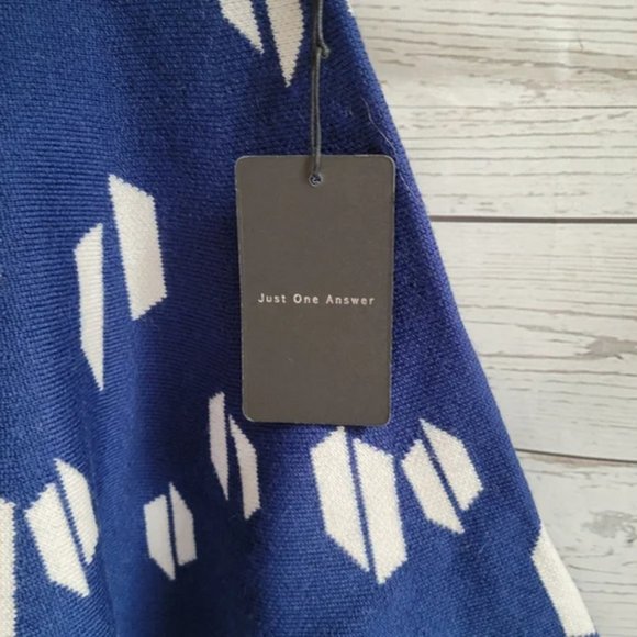 NWT JOA Anthropologie Loa Angeles Knit 525 Blue and White Fit & Flare Skirt S - Picture 4 of 8